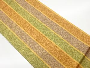 縞に花々模様織出し全通袋帯